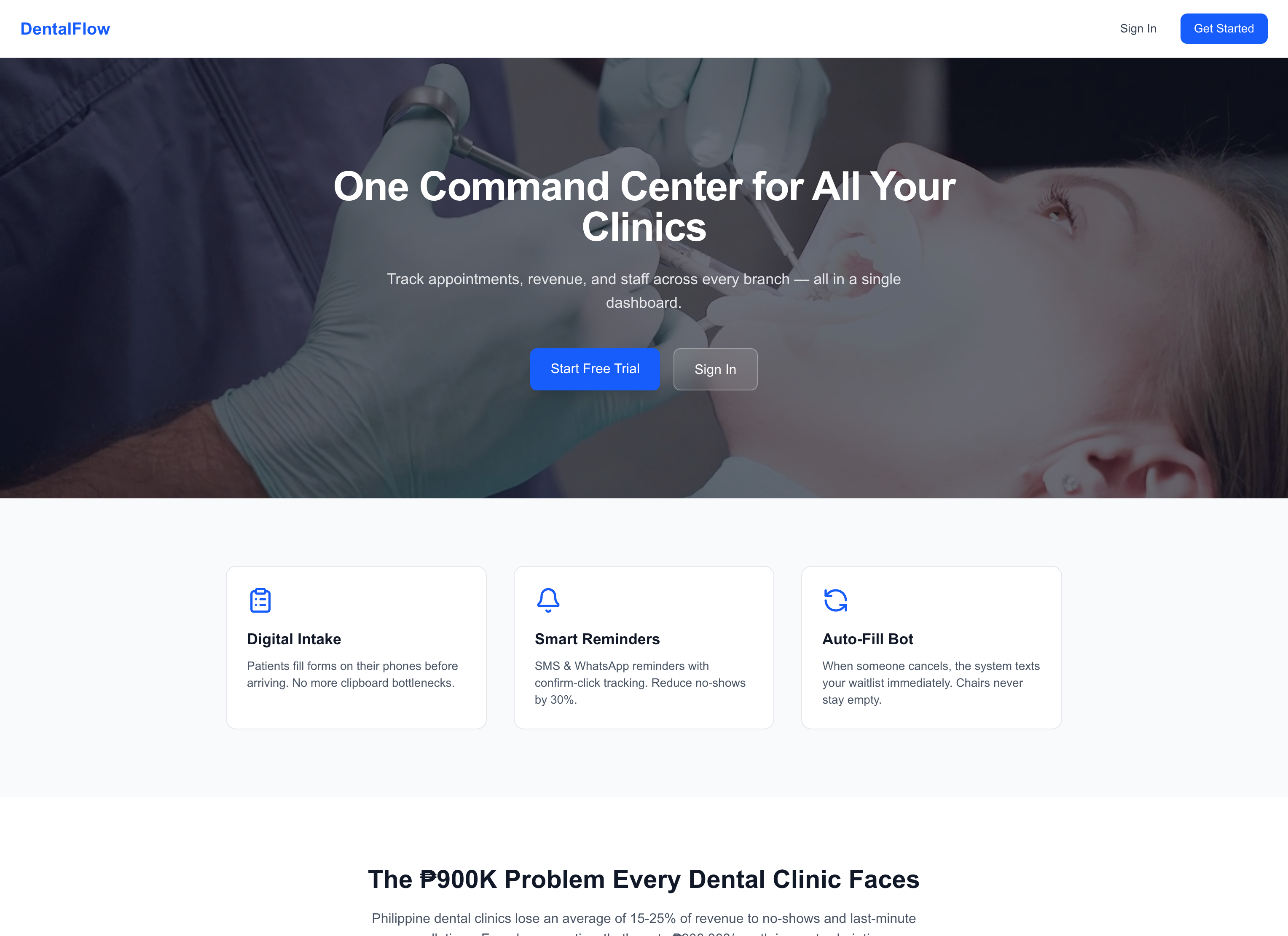 Dental portal operations screen