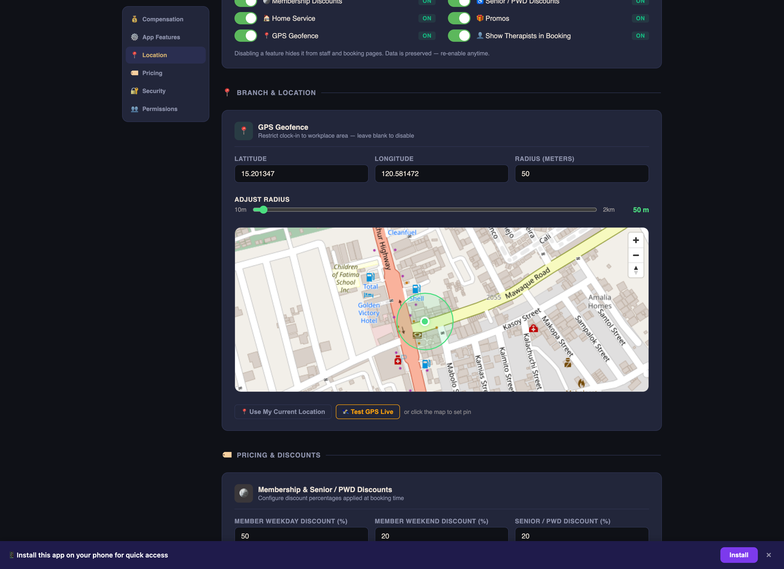 Reservation system admin dashboard