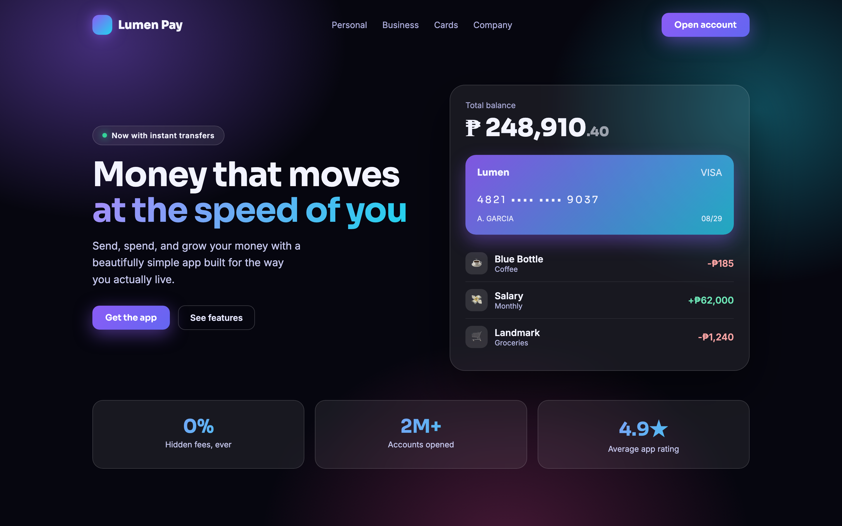 Lumen Pay fintech website