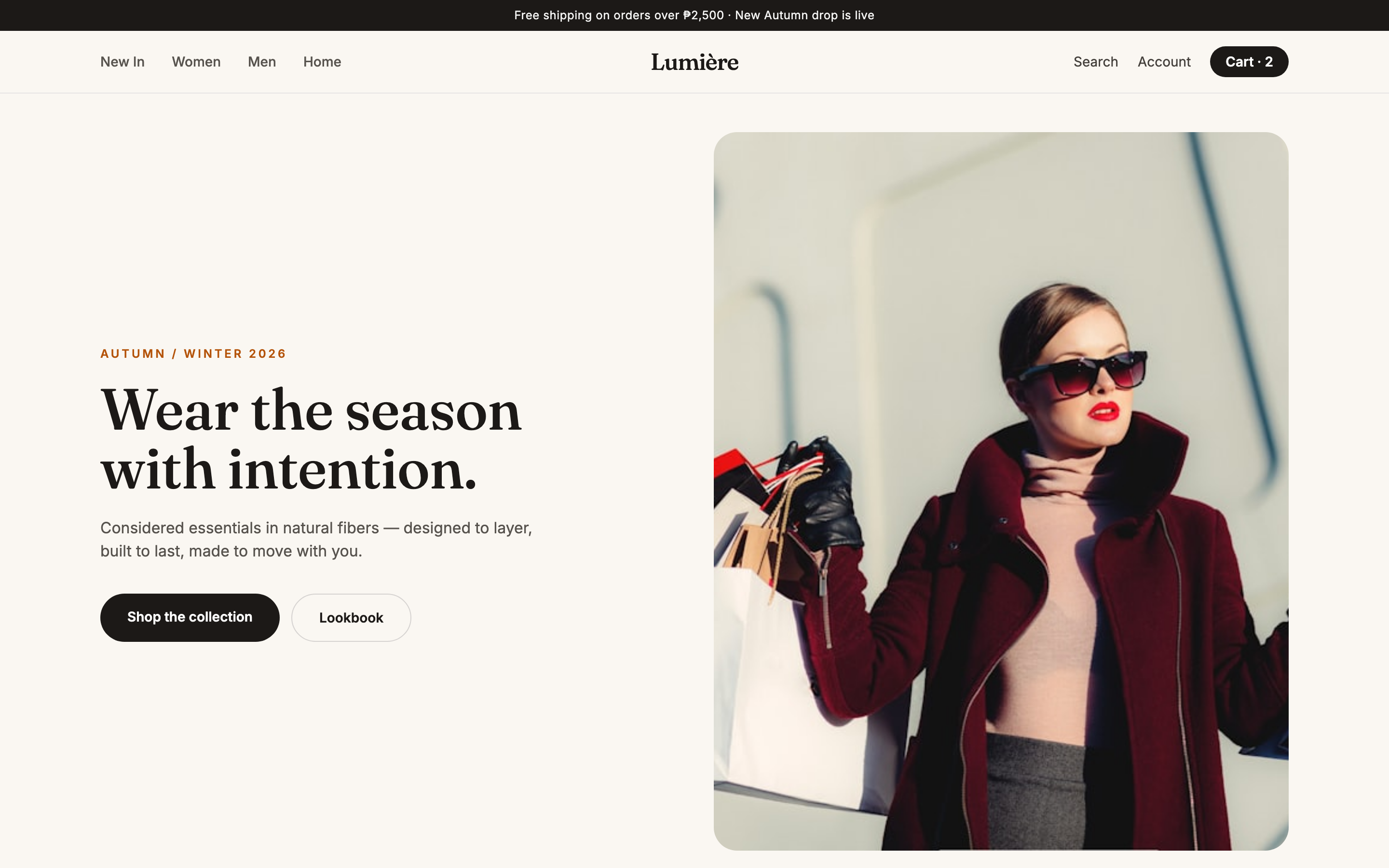 Lumière fashion e-commerce store