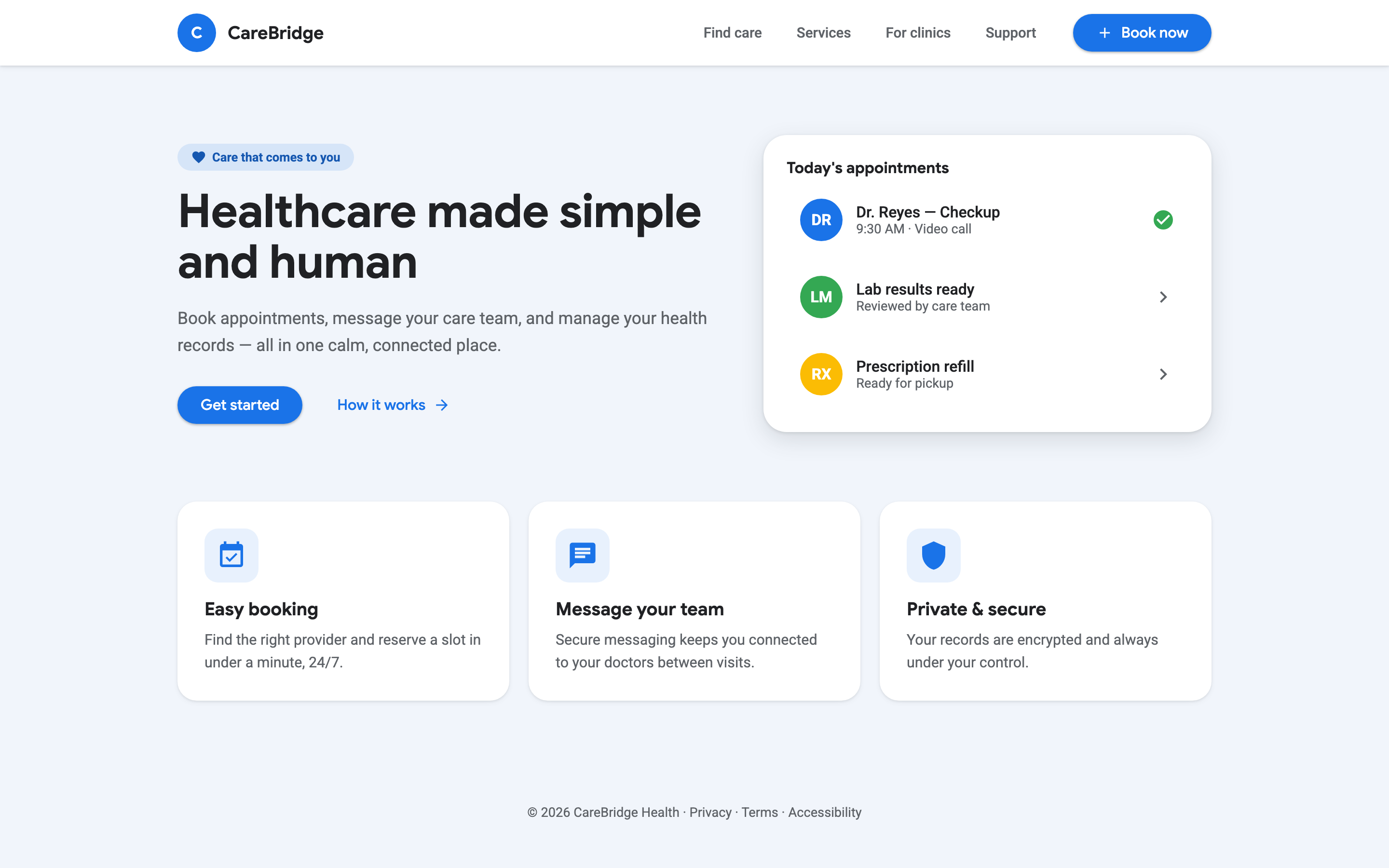CareBridge healthcare website